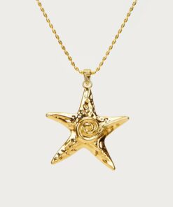 Large Starfish Necklace in Gold