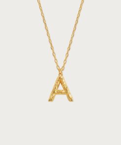 Textured Initial Letter Necklace